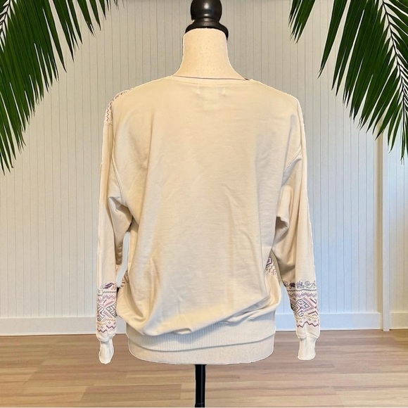 Vintage BLAST Petites Cream Floral Geometric Print Sweatshirt – Size M - Picture 4 of 12